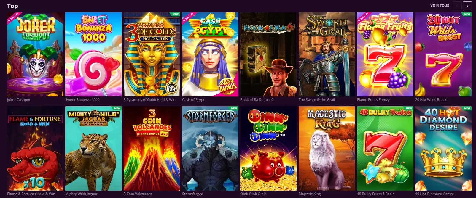 Jeux et paris au casino Malina