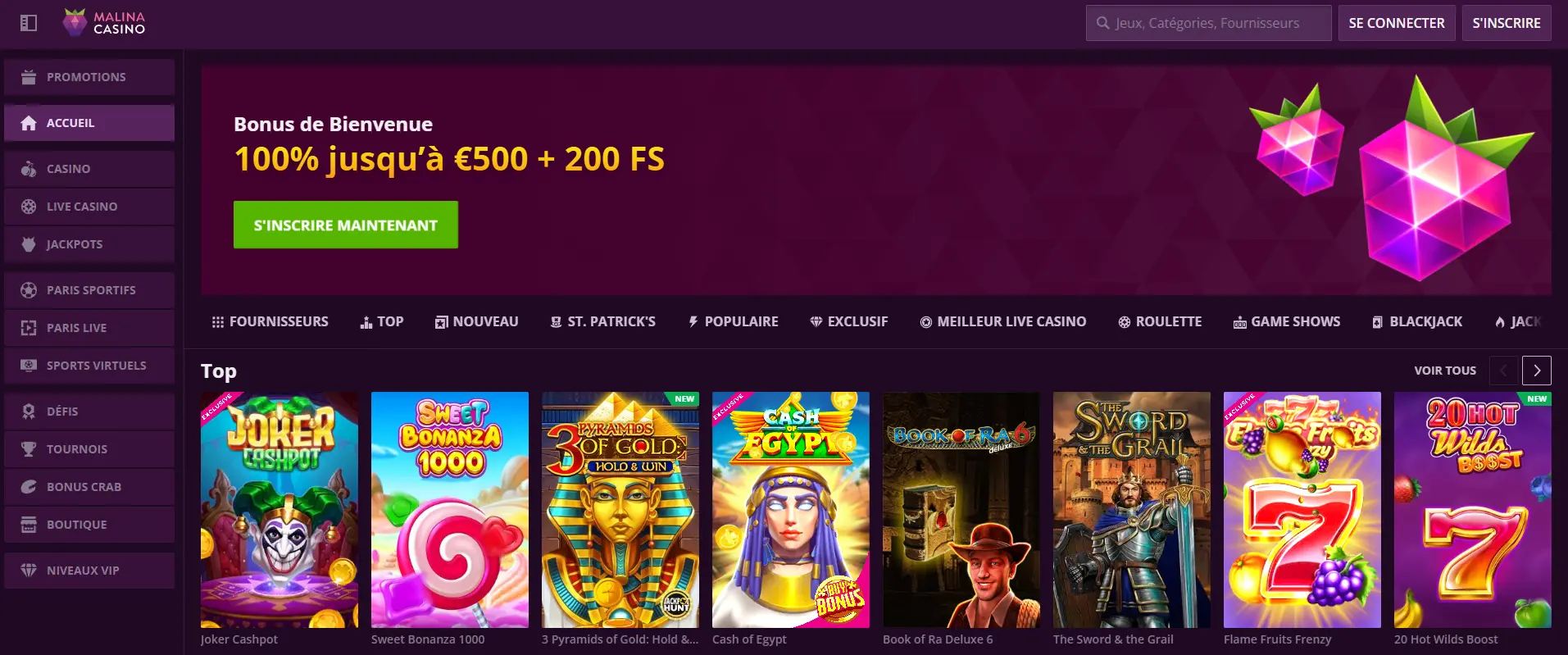 Service d'assistance du casino Malina