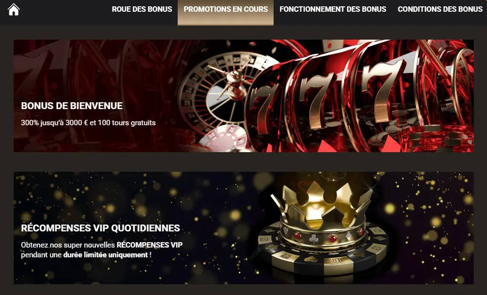 Bonus et promotions pour les joueurs