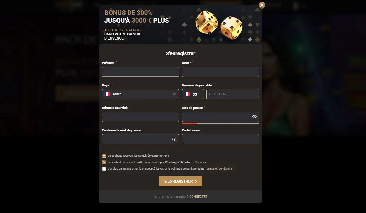 S'inscrire et se connecter au Megawin casino