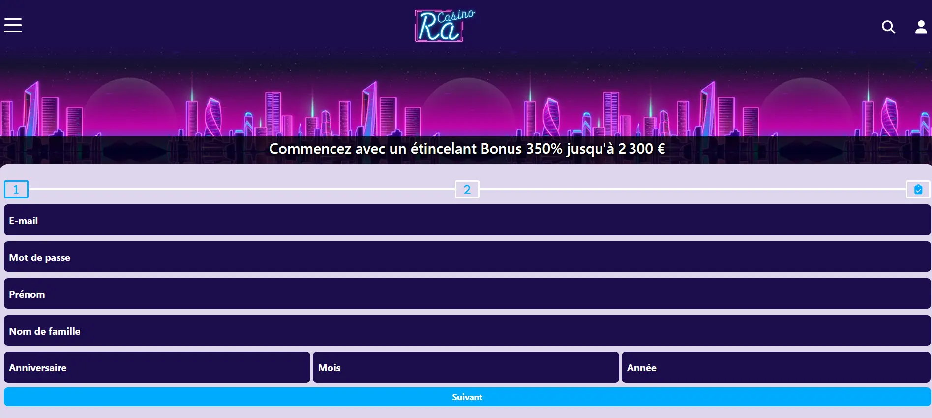 Inscription et connexion à Ra casino