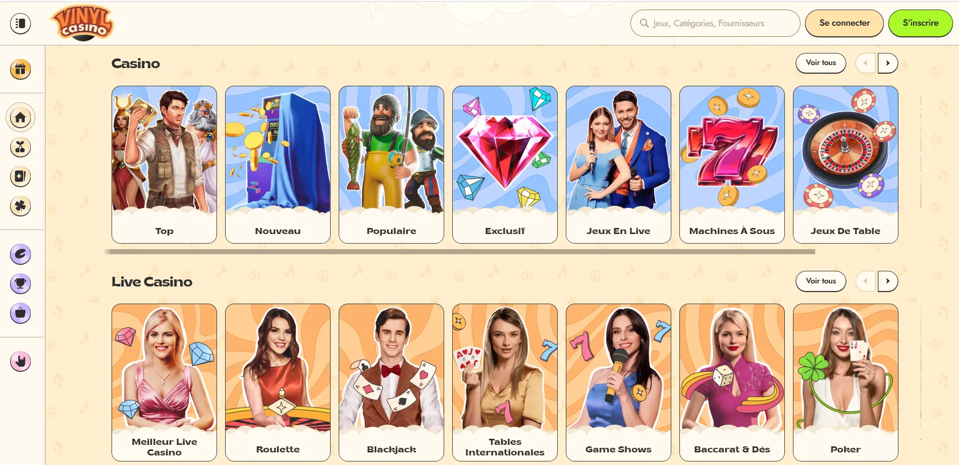 Catalogue de jeux de Vinyl casino en ligne Catalogue de jeux de Vinyl casino