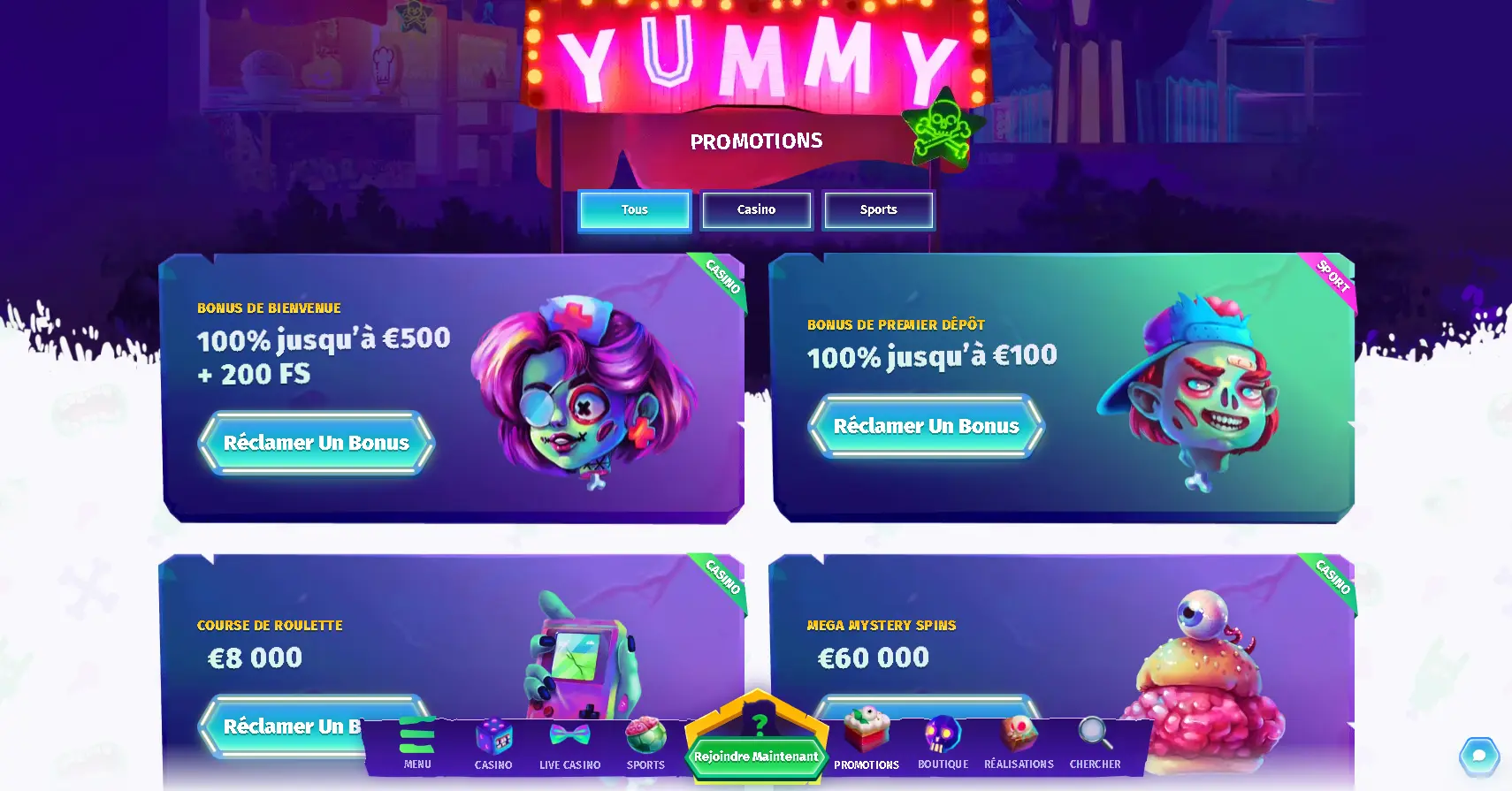 Bonus et promotions du casino Casombie